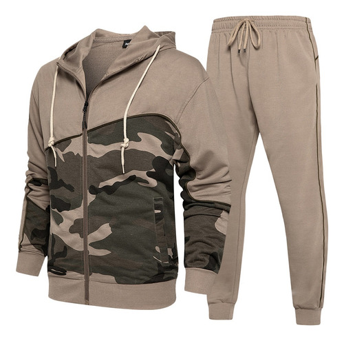 Chándal Informal Con Cremallera De Camuflaje Para Hombre