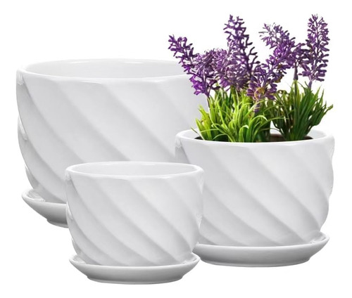 Conjunto De 3 Macetas De Cerámica - Macetas De Flores Interi