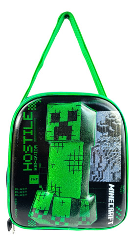 Kit Mochila, Lonchera, Lapicera Minecraft Pelicula Original1 Verde Minecraft