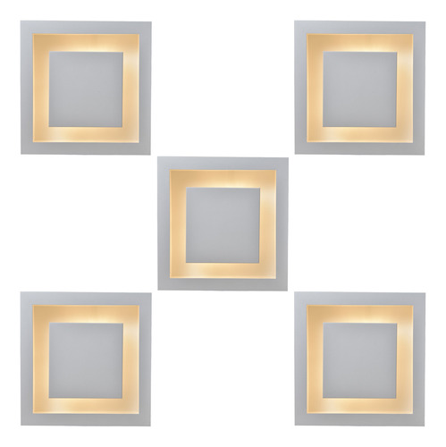 Kit 5 Lustre Plafon Embutir 35x35 Branco Para Cabeceira