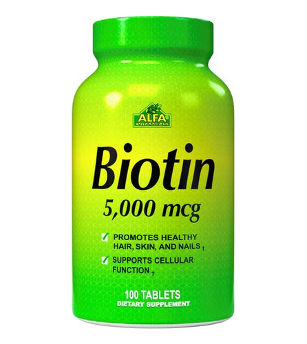 Biotin 5,000mcg 100 Tabletas Alfa Vitamins