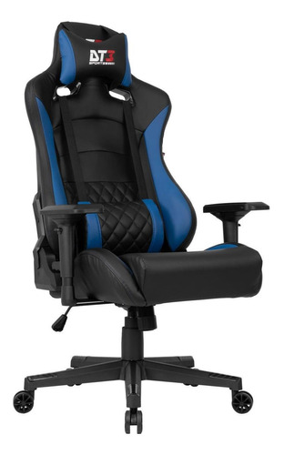 Cadeira de escritório DT3sports Ravena gamer ergonômica  preto e azul com estofado de pu