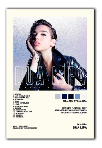 Cuadros Decorativos 85x55 Dua Lipa Álbum Music Tracklist