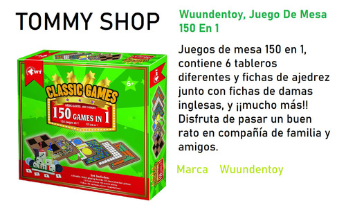 Wuundentoy, Juego De Mesa 150 En 1, Juegos Clasicos