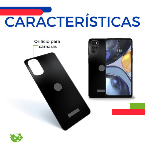 Tapa Trasera Compatible Con Moto G22 5g Xt2231-1 Xt2231-2 Xt2231-3 Xt2231-5 Color Negro Slim Company