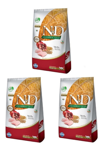 Kit 3uni. Ração N&d P/gatos Adultos Sabor Frango 400g