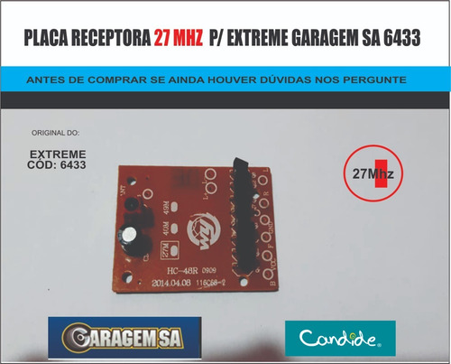 Extreme 6433 - Garagem Sa - Só A Placa Receptora 27mhz