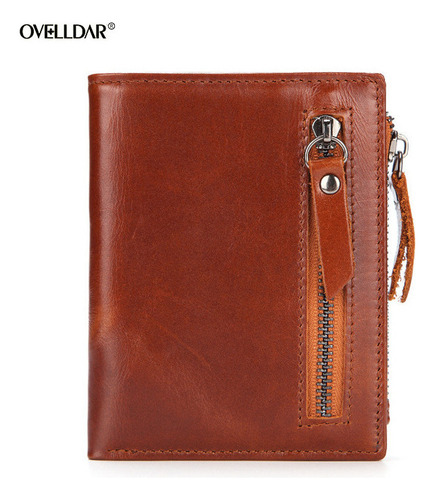 Carteira Masculina Multifuncional De Couro Com Zíper