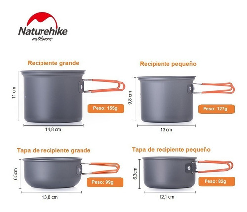 Imagen 7 de 7 de Naturehike - Kit De Ollas De Camping 2-3 Personas