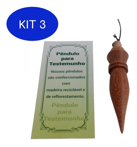 Kit 3 Pêndulo De Madeira Para Testemunho