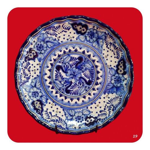 Imagen 10 de 10 de Plato De Talavera Poblana Azul 30 Cm Envío Gratis Hoy! Plt