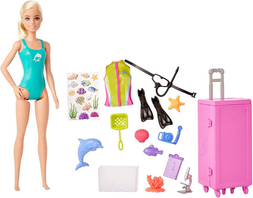Barbie Set Bióloga Marina Con Accesorios Original Mattel