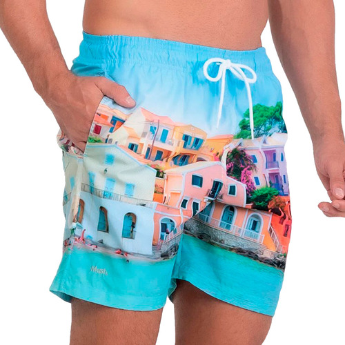 Short Estampado Adulto 100% Poliester Praia E Piscina Mash