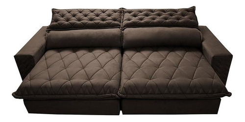 Sofá Retrátil Reclinável 2,15 Pocket Cama Inbox Spazus Suede Cor Café