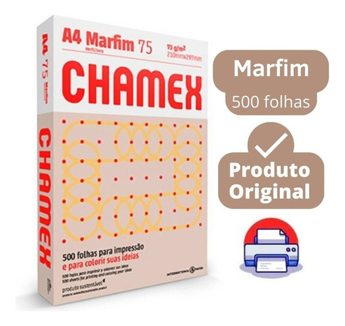 Papel Sulfite A4 Colorido Chamex 75g Marfim