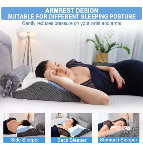 2 piezas de almohada cervical para el cuello de espuma viscoelástica,  almohada lumbar redonda con funda