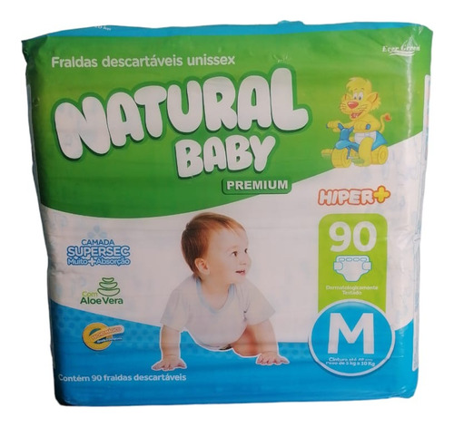 Pañal Natural Baby Premiun 90 Unidades  De 5 A 10 Kg Talla M