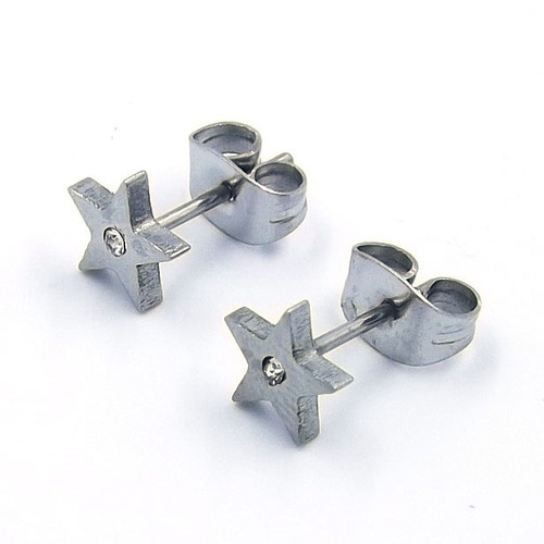 Aretes Acero Tipo Broquel Estrella Chispita Plateado Eg