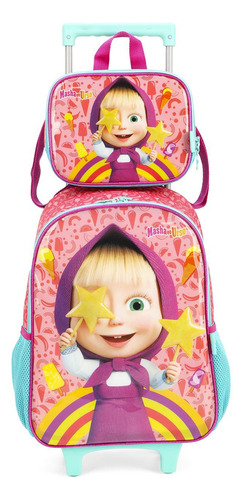 Kit Masha E O Urso Disney Mochila De Rodinha + Lancheira Pk