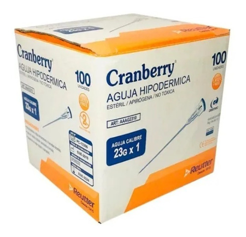 Aguja HiPodérmica Cranberry 23g X 1  Caja 100 Un