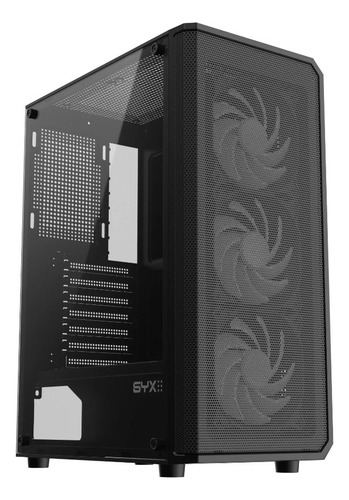 Gabinete Mid Tower Syx Gamer Eqs10-bk 3 Fan Rgb 1 Color Negro