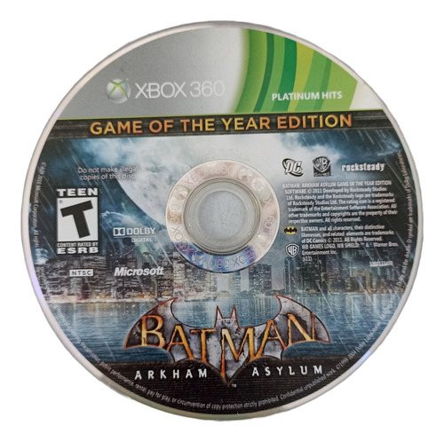 Batman Arkham Asylum Xbox 360 Original Solo Disco