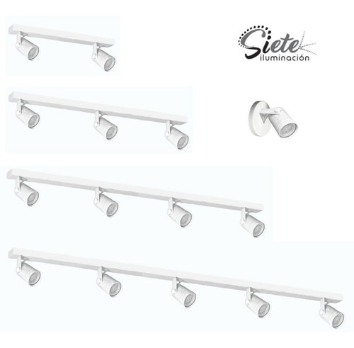 Imagen 4 de 6 de Barral Aplique Riel 2 Luces Dicroicas Led Spot Móviles