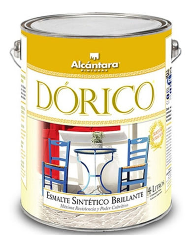 Esmalte Sintético Dórico Negro 1 Litro Alcántara Acabado Brillante