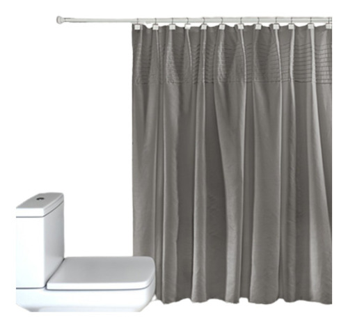 Imagen 3 de 9 de Cortina Baño Tela Ducha + Protector + Ganchos Praga Oregon