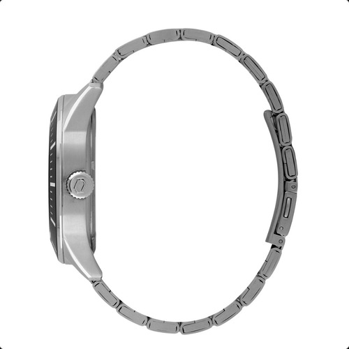 Relógio Orient Masculino Solartech Mbss1499 G1sx Correia Prateado Bisel Preto Fundo Preto