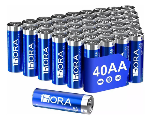Paquete 40 Pilas Con Estuches Baterías Durables Alcalinas Aa