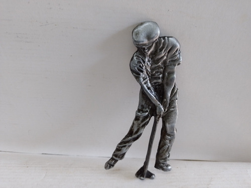 Figura De Jugador De Golf De Metal Para Colgar Antigua 