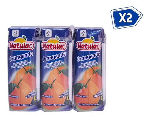 Tri Pack Jugo Néctar Sabor A Naranjada 250 Ml Natulac