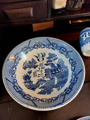 Juego De Platos Y Jarra Vajilla Antigua En Azul Y Blanco (Usado)