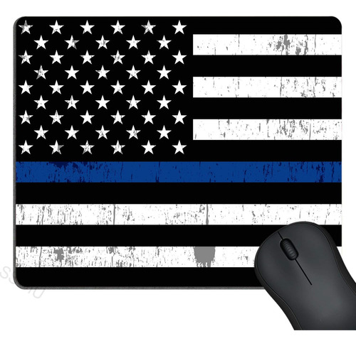 Mouse Pad Con Bandera De Línea Azul Fina Retro Ss