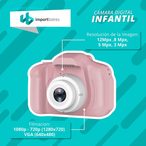 Imagen 3 de 10 de Cámara Digital Full Hd Niños Niñas + Memoria Micro Sd 32gb