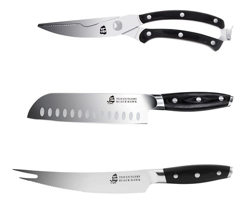 Cuchillo De Cocinero Tuo Black Hawk 7 Pulgadas Santoku Y Bwb