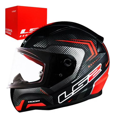 Capacete Fechado Ls2 Ff353 Rapid Doom Preto Fosco/vermelho