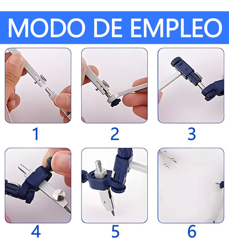 X 8pcs Compás Precisión Escolar Profesional Juego Geometría