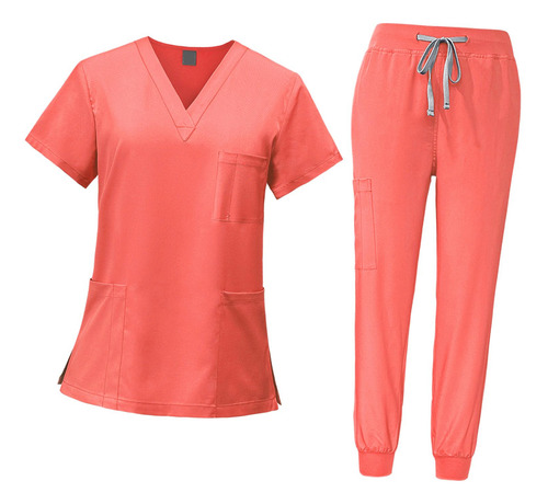 Conjunto De Ropa Para Mujer, Traje De Enfermería - Escote
