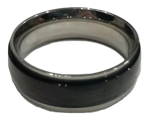 Anillo Esmaltado Con Negro Acero Quirúrgico Bombé