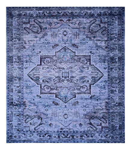 Tapete Sala 140x200 Cm Classico Oriental Reload Azul Roxo