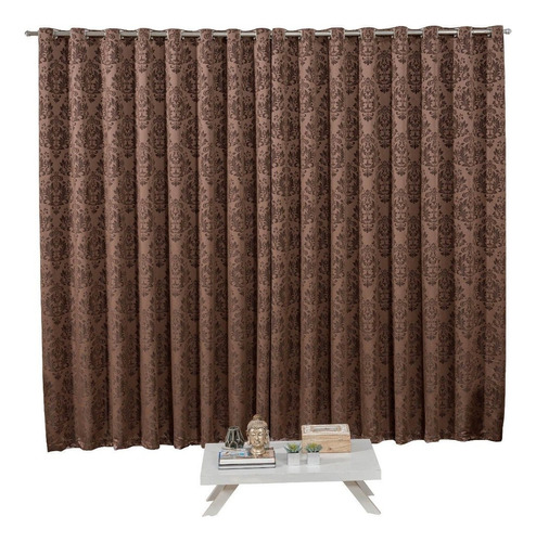 Cortina Jacquard Semi Blackout Sala Quarto 4,00mts X 2,70mts Cor Tabaco