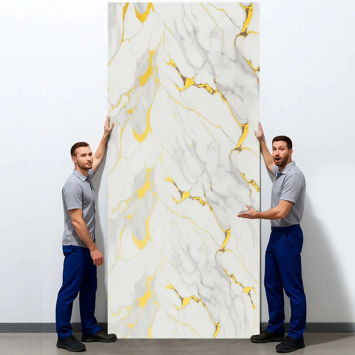 Placa Adesiva Em Rolo 3d ​Marmore De Parede Lavavel 260x120cm Branco e Dourado