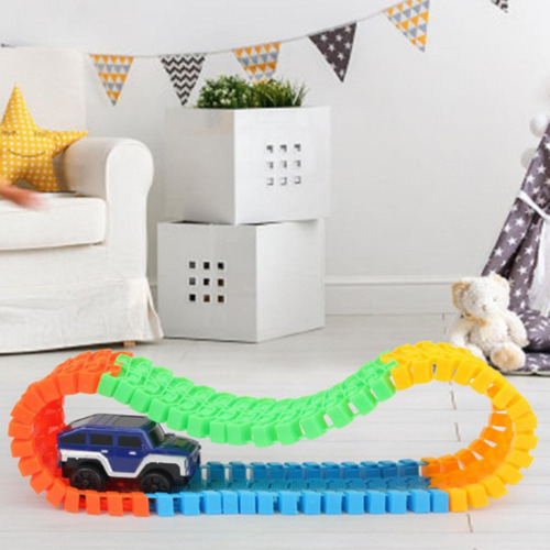 Pista Trilha Maluca Com Carrinho 56 Peças Colorido