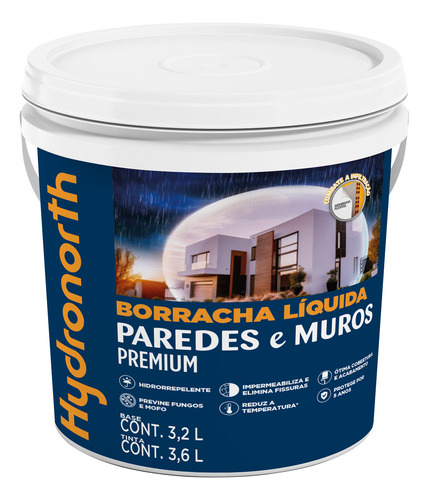 Tinta Borracha Liquida Paredes E Muros 3,6l Cores Hydronorth Acabamento Acetinado Cor Fuligem