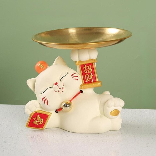 Bandeja De Armazenamento Para Estátua De Gato, Suporte Bege