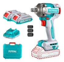 Comprar Llave, Pistola De Impacto Inalámbrica Total 20v Industrial - Motor Brushless, Sin Carbones, Encastre 1\u002F2'', Torque 400nm - Con 2 Baterías 2.0ah Litio-ion, Cargador, Dados Y Maletín - TIWLI2040