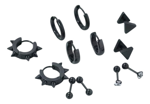 Pack 6 Pares Aretes Hombre Con Piercing, Arracadas Hombre