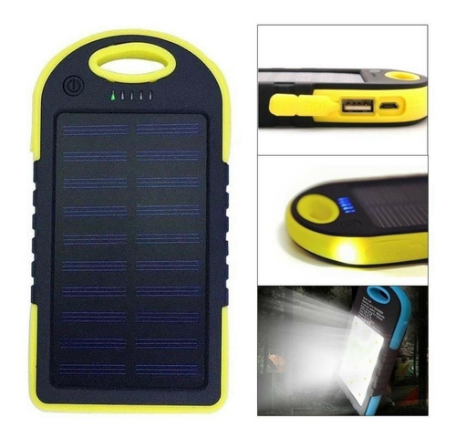 Power Bank Solar Waterproof 5000 Mah + Lampara Completa